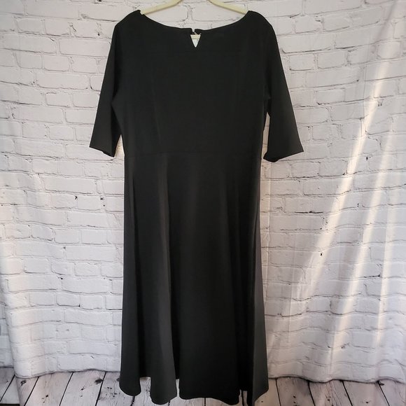 MaryCrafts Dresses & Skirts - MaryCrafts, Size 18, Plus Size Black Dress, 3/4 Sleeves, Mid Calf Length